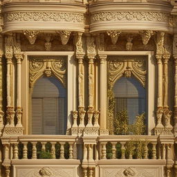 Generate an elaborate image of a house's front elevation featuring intricate architectural elements.