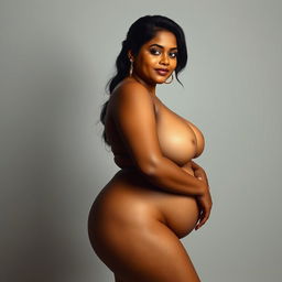 A beautiful Indian woman with a curvy figure, depicted in a tasteful and artistic manner