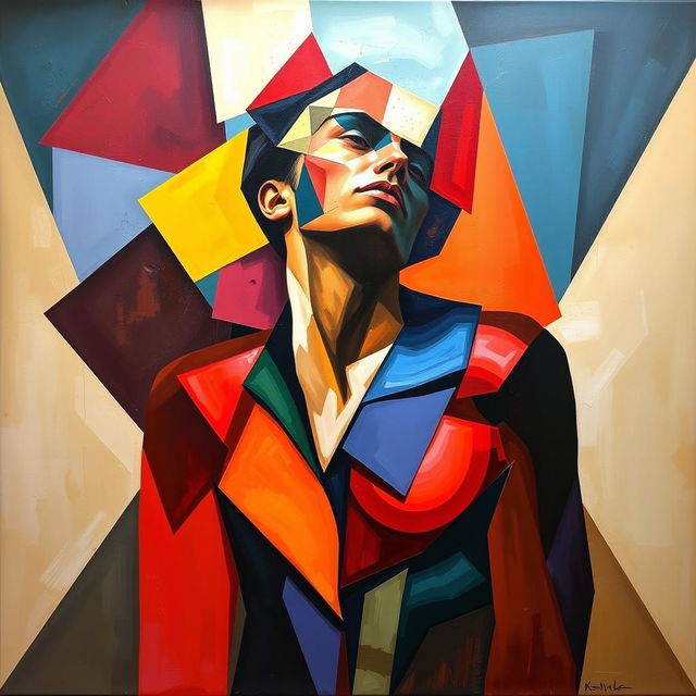 A vibrant expressionism art piece blending the principles of cubism