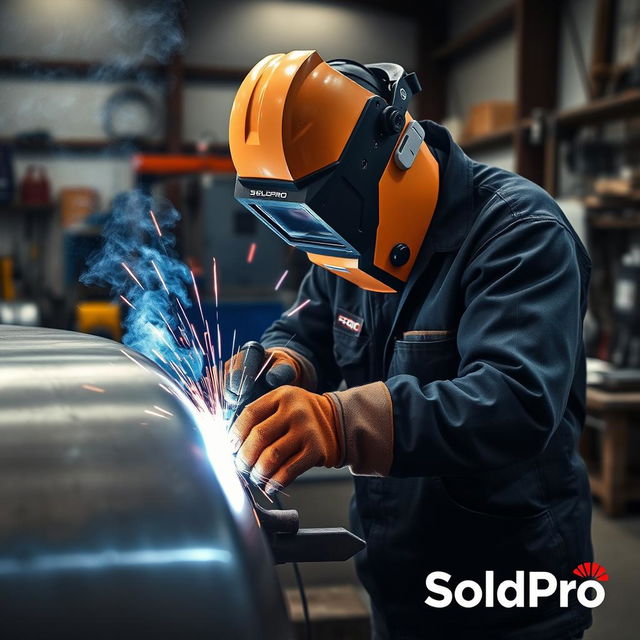 A conceptual image for a business project titled "SoldPro" showcasing a welding company