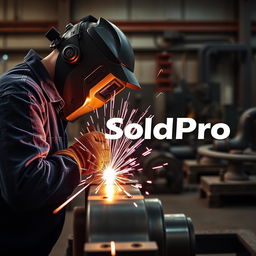 A conceptual image for a business project titled "SoldPro" showcasing a welding company