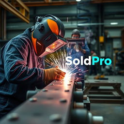 A conceptual image for a business project titled "SoldPro" showcasing a welding company