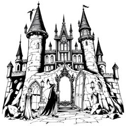 The Evil Queen's castle, characterized by dark towers and a sinister atmosphere