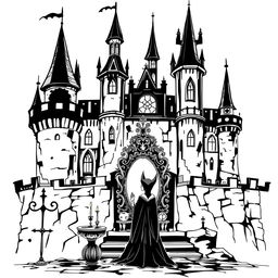 The Evil Queen's castle, characterized by dark towers and a sinister atmosphere