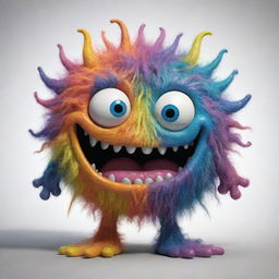 The previous colorful, cheerful gooey monster with added, exaggerated amounts of hair.