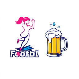 A creative football (soccer) logo design featuring elements symbolizing female empowerment, such as a stylized female athlete silhouette or a feminine symbol