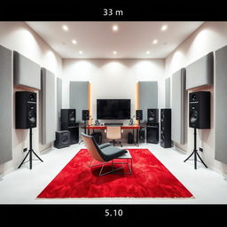 A home recording studio measuring 5 meters in width and 3