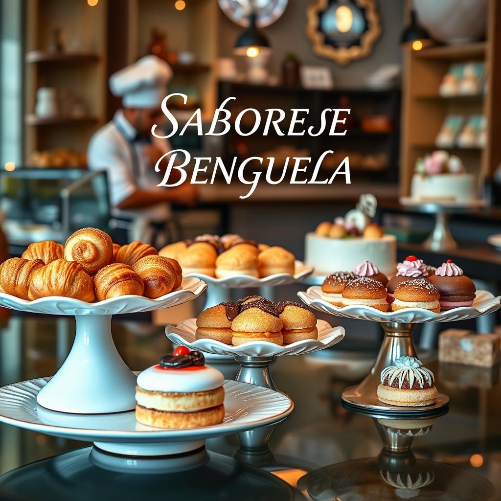 An enticing visual for a business project titled "SABORES DE BENGUELA," representing a pastry shop business