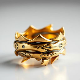 A stunning golden ring crafted from the metal of swords and daggers