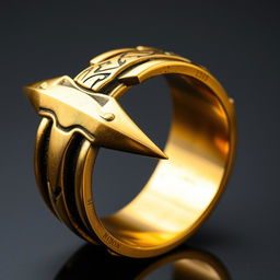 A stunning golden ring crafted from the metal of swords and daggers