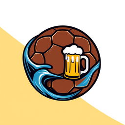 A creative and modern logo design featuring a sleek football that seamlessly incorporates elements representing thirst and alcohol