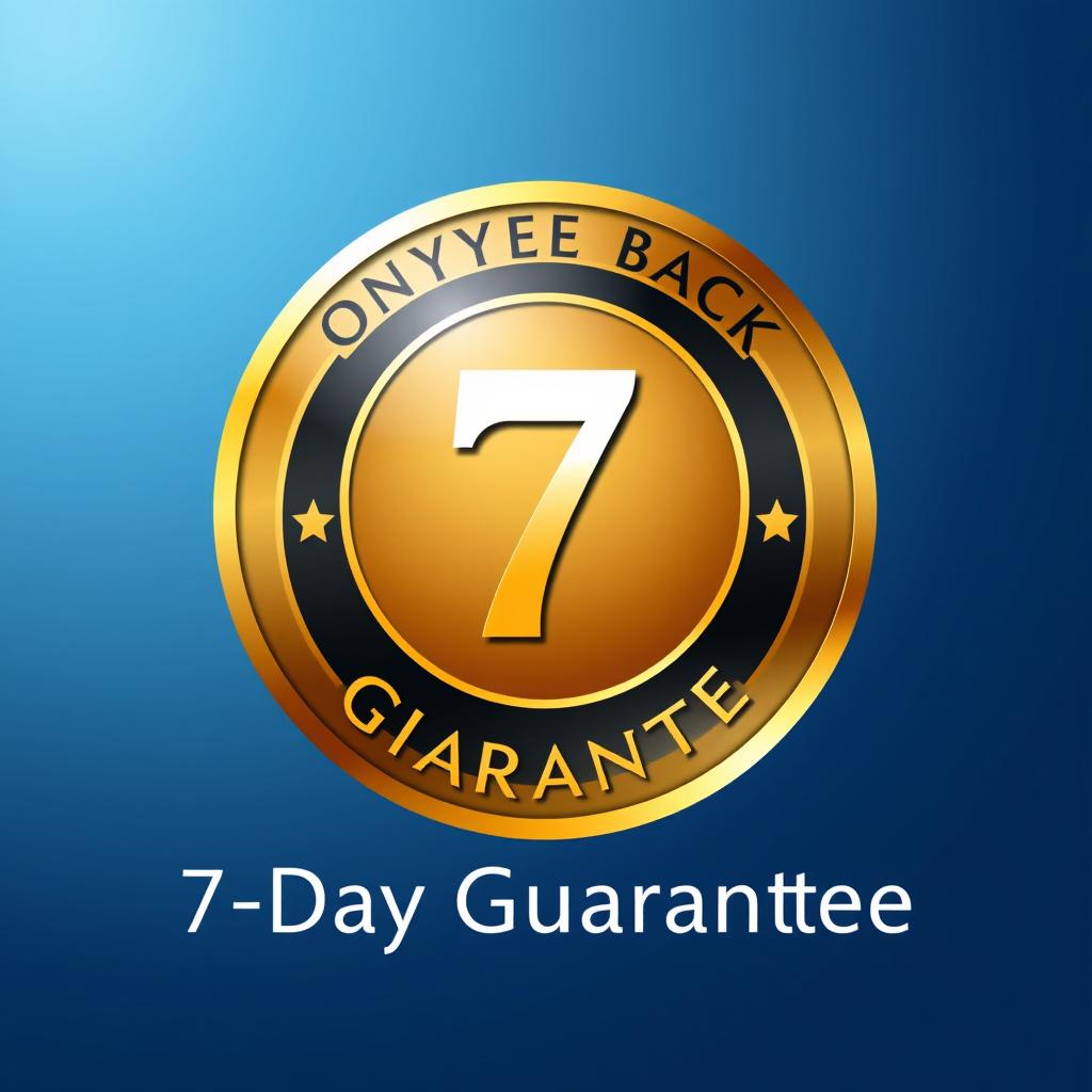 A stylish and eye-catching graphic to illustrate a 7-day money-back guarantee