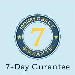 A stylish and eye-catching graphic to illustrate a 7-day money-back guarantee