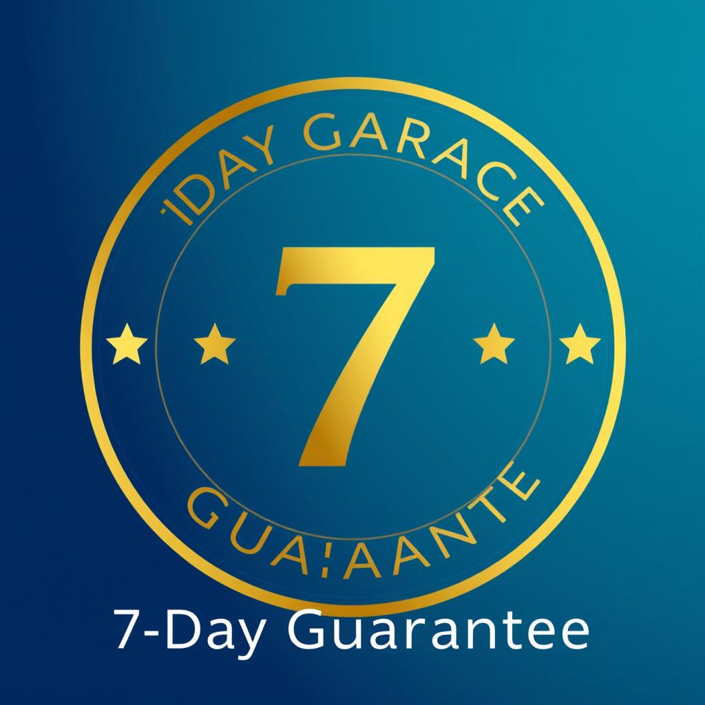 A stylish and eye-catching graphic to illustrate a 7-day money-back guarantee