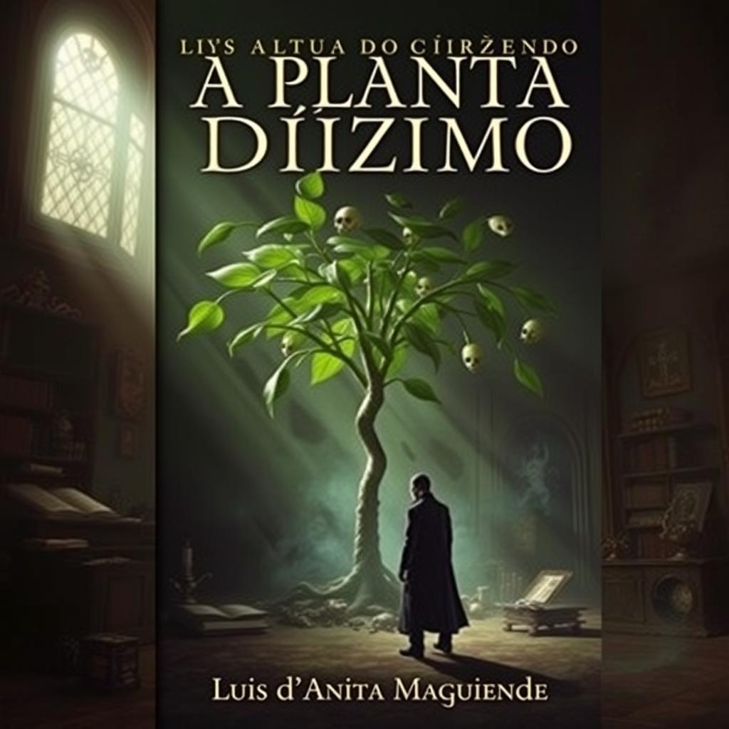 Book cover for 'A Planta do Dízimo', with a dark and mystical atmosphere