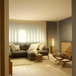 An interior design of a modern home with stylish furnishings, comfortable living spaces and well-lit rooms.