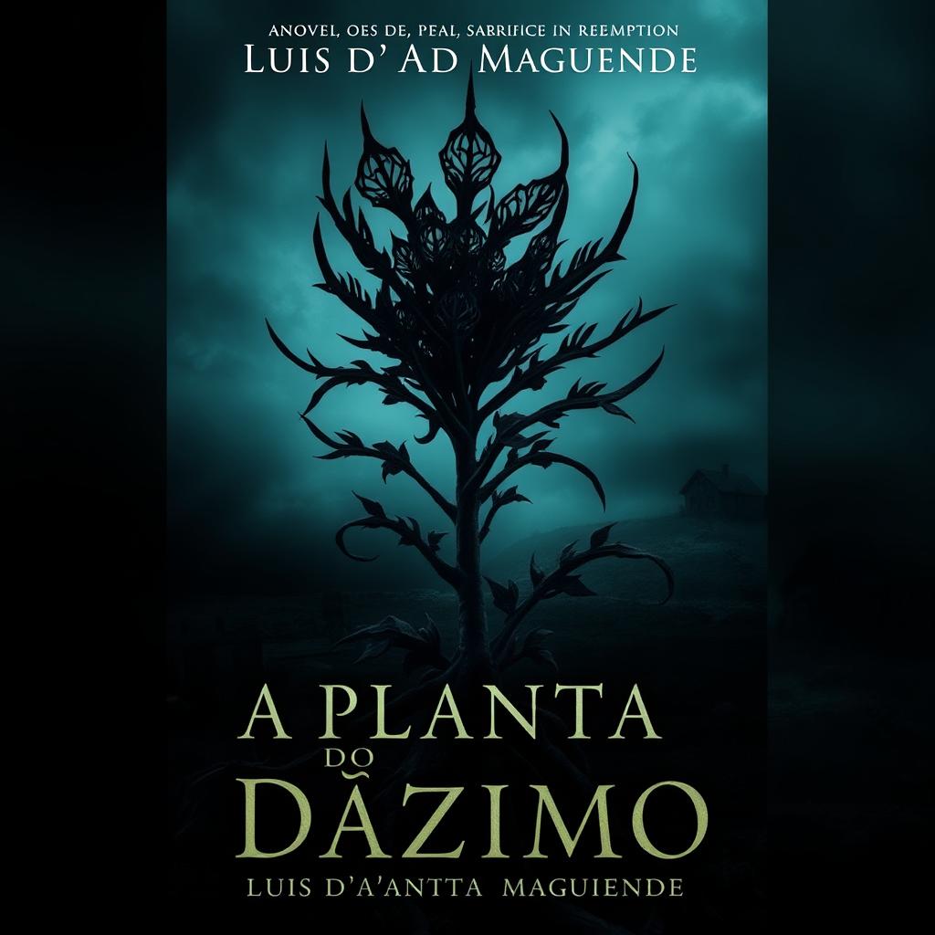 A moody and atmospheric book cover for 'A PLANTA DO DÍZIMO' by Luís d'Anita Maguenende