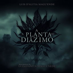 A moody and atmospheric book cover for 'A PLANTA DO DÍZIMO' by Luís d'Anita Maguenende