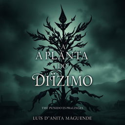 A moody and atmospheric book cover for 'A PLANTA DO DÍZIMO' by Luís d'Anita Maguenende