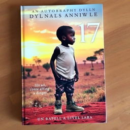 A captivating book cover titled "17, an autobiography by Dylan Simphiwe Ncube" featuring an African child standing in the wild