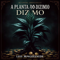 A dark, atmospheric cover for the novel "A PLANTA DO DIZIMO" by Luis Maguenende