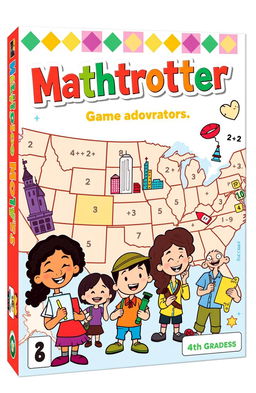 Vibrant and playful cover design for "Mathtrotter," an educational game aimed at 4th graders