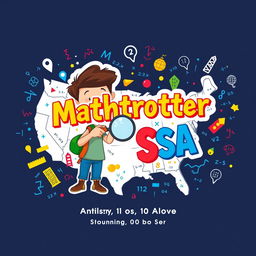 An engaging and colorful cover for the activity book "Mathtrotter USA"