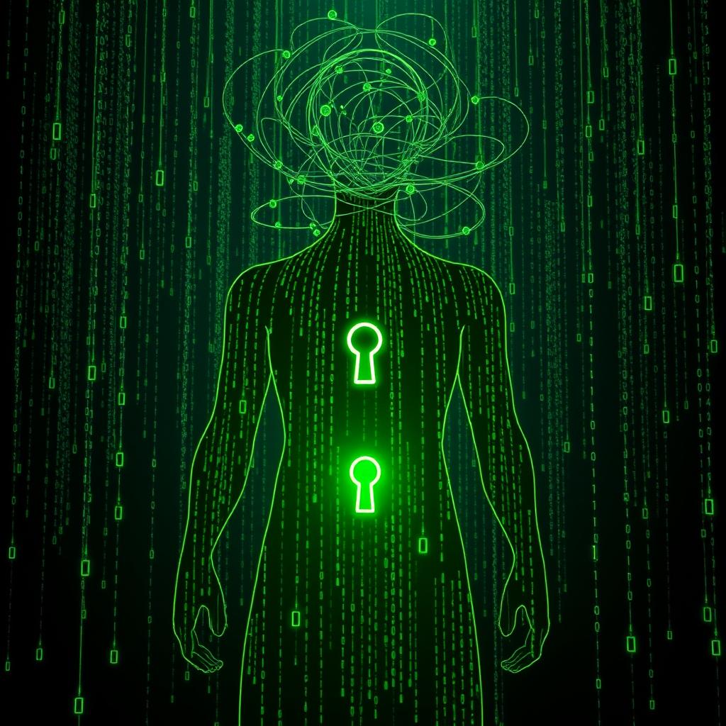 A digital illustration inspired by the Matrix, representing the concept of unlocking one's true potential