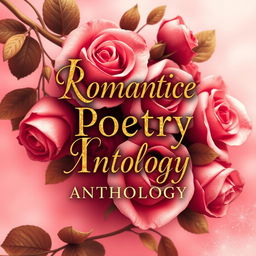 a romantic poetry anthology cover featuring golden letters and roses, conveying a deep sense of love and passion