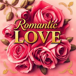 a romantic poetry anthology cover featuring golden letters and roses, conveying a deep sense of love and passion