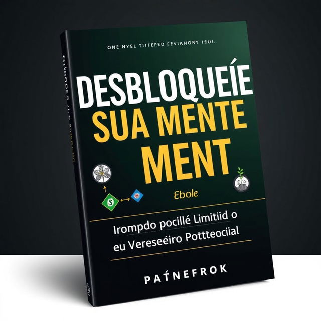 A sophisticated eBook cover featuring the title "Desbloqueie Sua Mente: Rompendo Limites e Alcançando Seu Verdadeiro Potencial" in a modern and professional typography