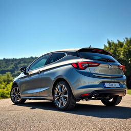 A sleek Opel Astra car parked in a scenic location