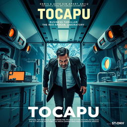 A movie poster for a sci-fi thriller film titled "Tocapu," featuring Peruvian actor Jason Day as a businessman escaping through a Neo-Andean laboratory, set in the midst of the stunning Andean mountains