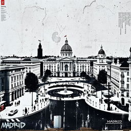 An imaginative portrayal of Madrid in the iconic style of Banksy