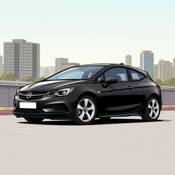 A black Opel Astra H depicted in a comic book style illustration