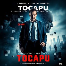 A movie poster for a sci-fi thriller film titled "Tocapu," with the tagline "La memoria tiene un precio