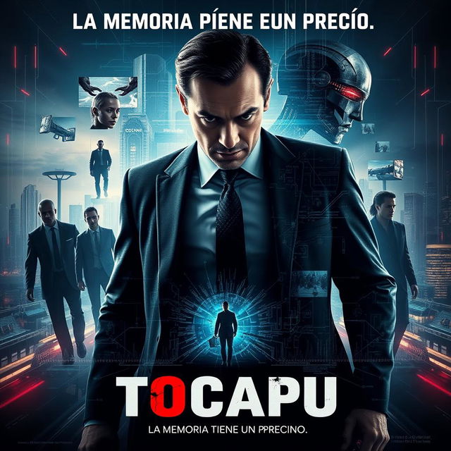 A movie poster for a sci-fi thriller film titled "Tocapu," with the tagline "La memoria tiene un precio