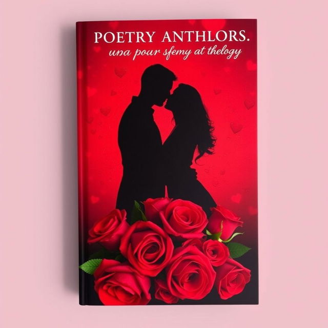 A captivating book cover for a poetry anthology with a deep red background