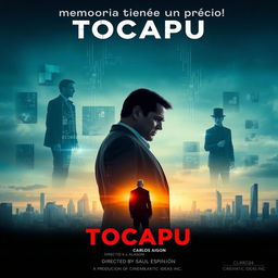 A movie poster for a sci-fi thriller film titled "Tocapu," featuring the tagline "La memoria tiene un precio