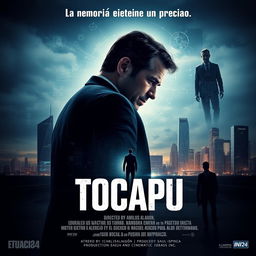 A movie poster for a sci-fi thriller film titled "Tocapu," featuring the tagline "La memoria tiene un precio