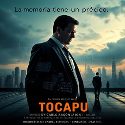 A movie poster for a sci-fi thriller film titled "Tocapu," featuring the tagline "La memoria tiene un precio