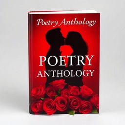 A captivating book cover for a poetry anthology with a deep red background