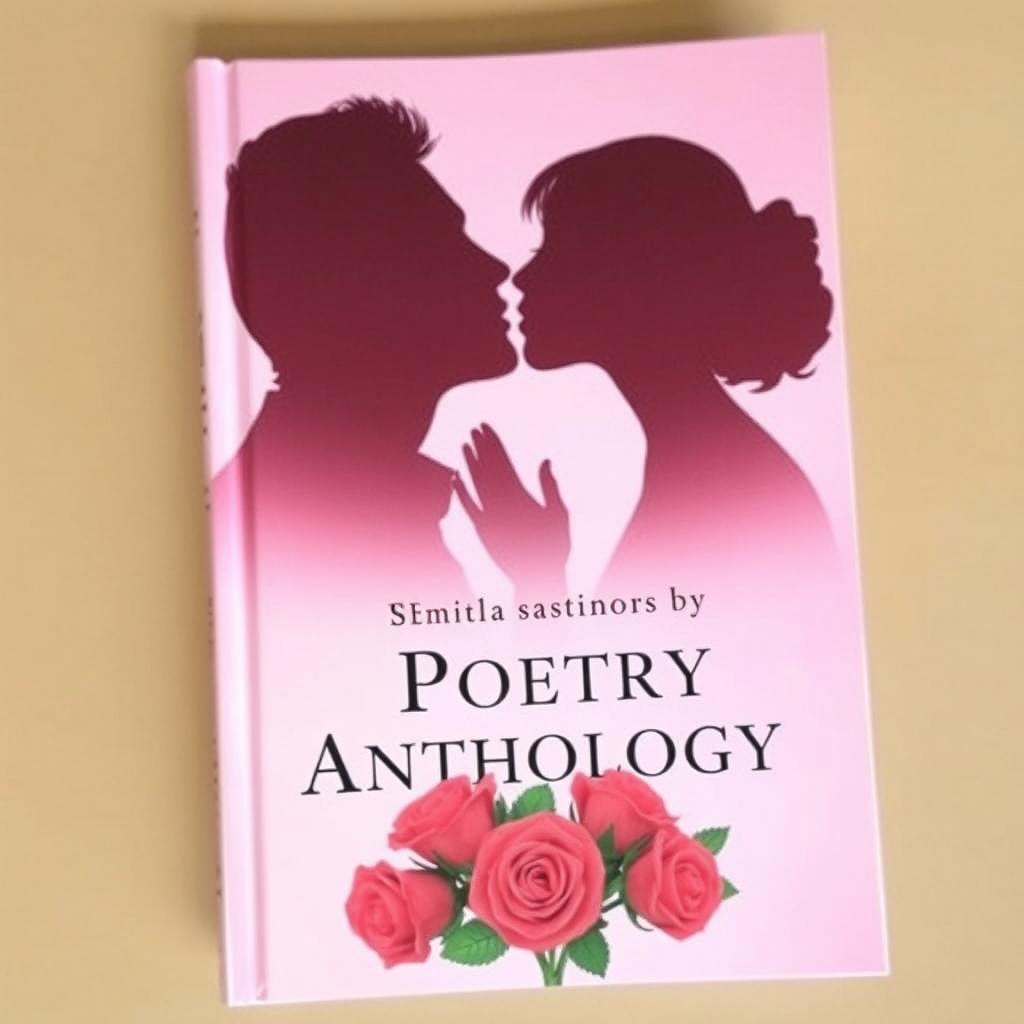 A captivating book cover for a poetry anthology with a soft pink background