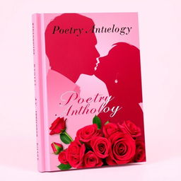 A captivating book cover for a poetry anthology with a soft pink background