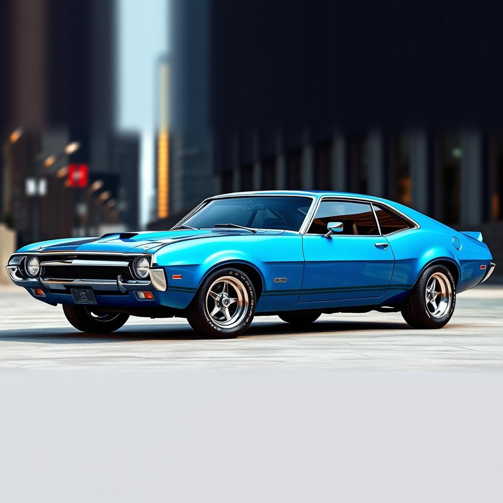 A modernized version of a 1970s Ford Maverick, redesigned for the present day