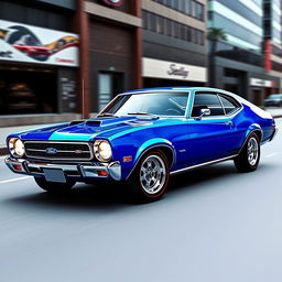 A modernized version of a 1970s Ford Maverick, redesigned for the present day