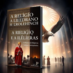 A book cover design featuring the title "A Religião e a Liderança" with the subtitle "A Influência da Religião na Liderança Contemporânea