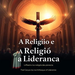 A book cover design featuring the title "A Religião e a Liderança" with the subtitle "A Influência da Religião na Liderança Contemporânea