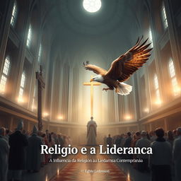 A book cover design featuring the title "A Religião e a Liderança" with the subtitle "A Influência da Religião na Liderança Contemporânea