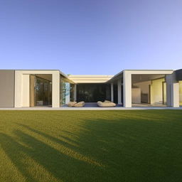 An elegant and majestic residence designed in modern architecture, located in the center of a manicured 25x25m field.